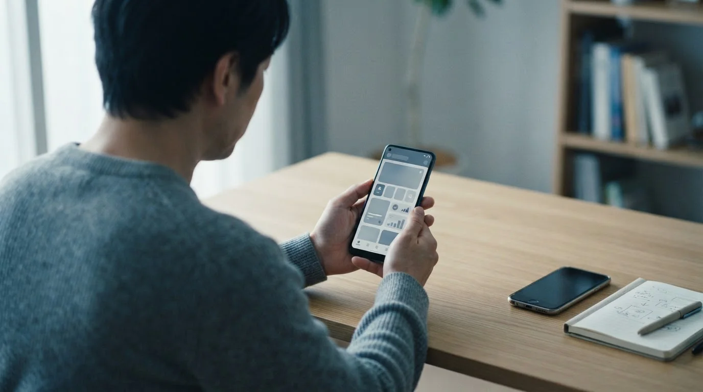 Person mit Android-Smartphone beim Vergleich verschiedener Sportwetten-Apps