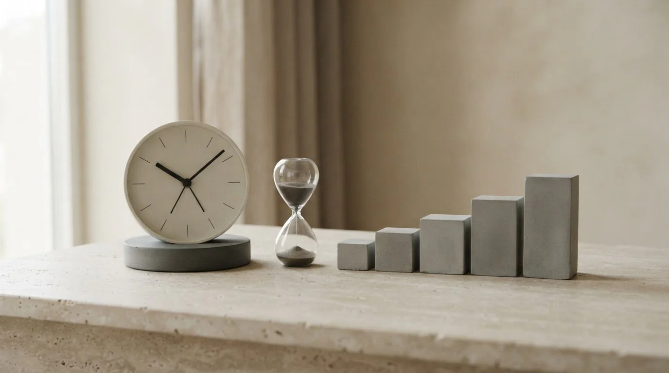 Minimalistische Darstellung von Zeitablauf und Prozessschritten bei Auszahlungen