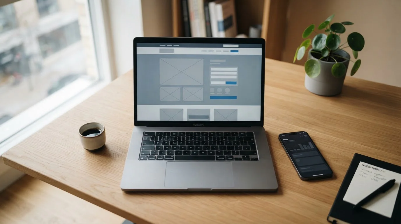 Laptop zeigt abstraktes Wettanbieter-Interface ohne Ausweiskontrolle