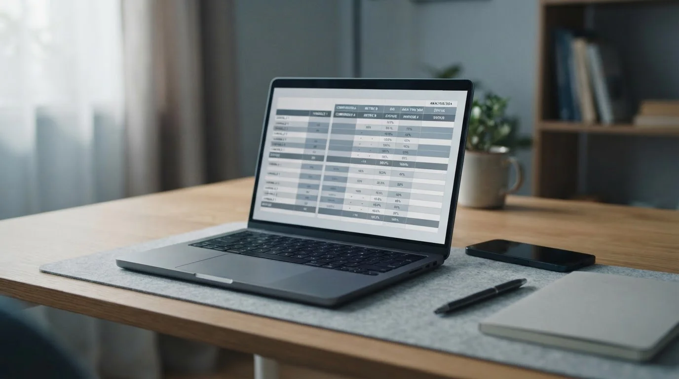 Laptop mit Wettanbieter-Vergleich und digitaler Zahlungsoption auf dem Schreibtisch
