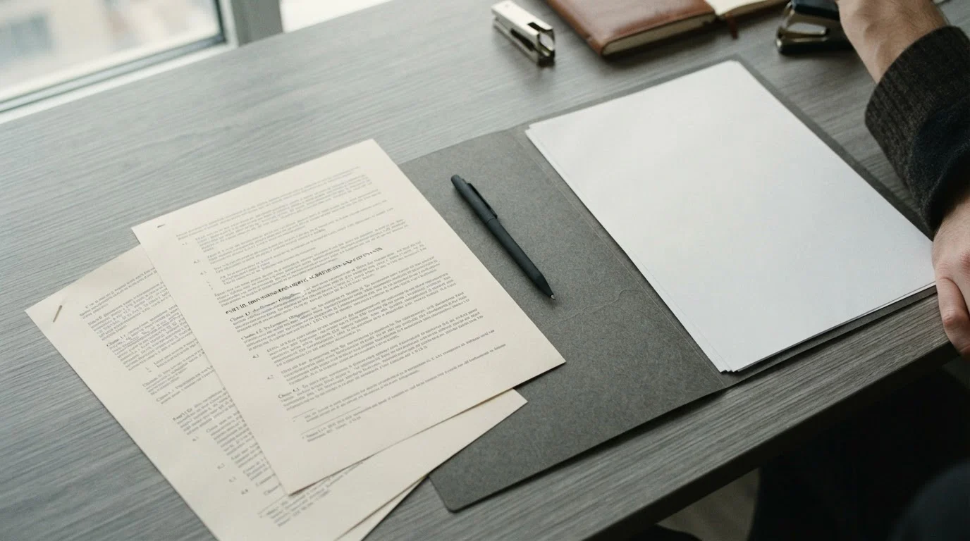 Offizielle Dokumente und Gesetzestexte auf einem Schreibtisch