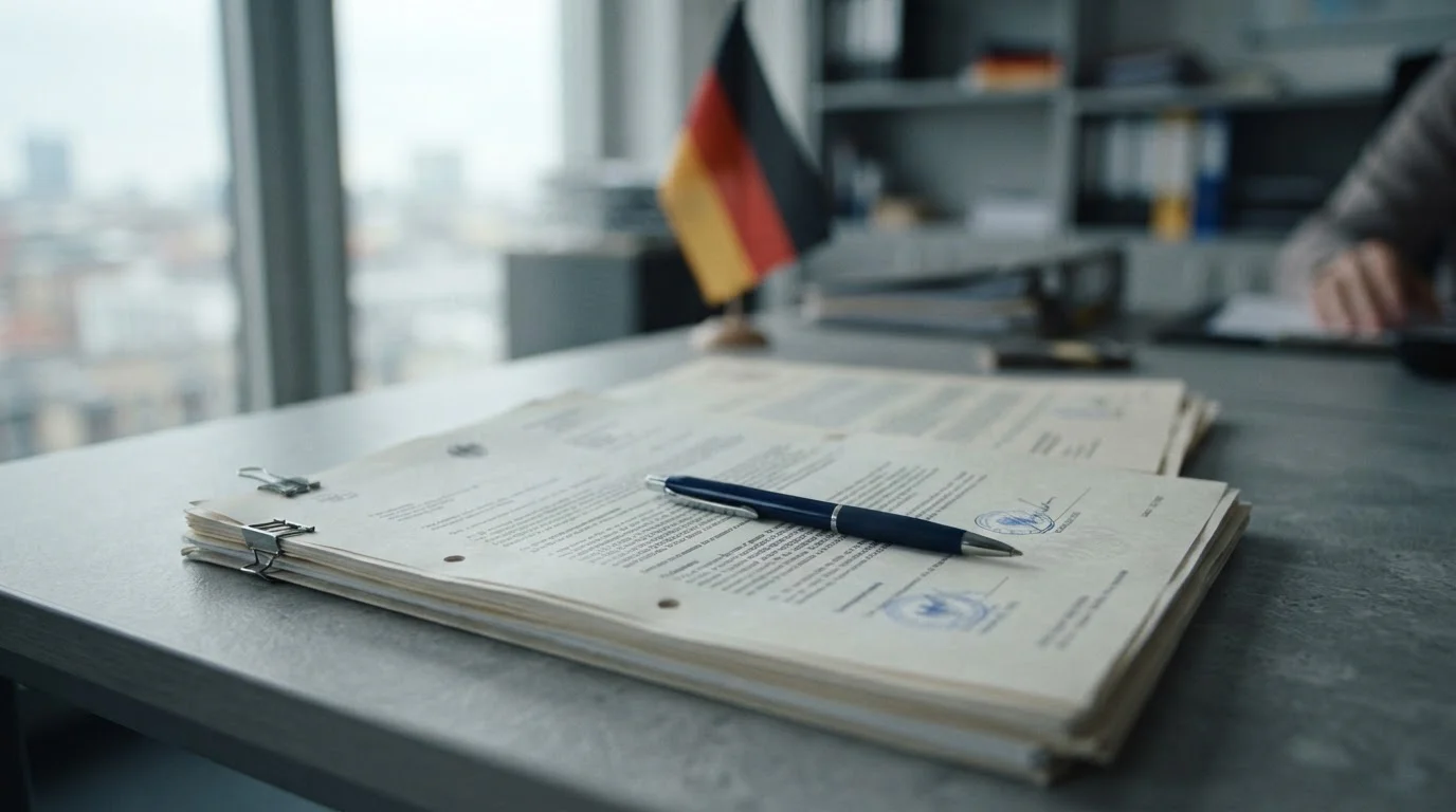 Offizielle Dokumente zur deutschen Glücksspielregulierung auf einem Schreibtisch