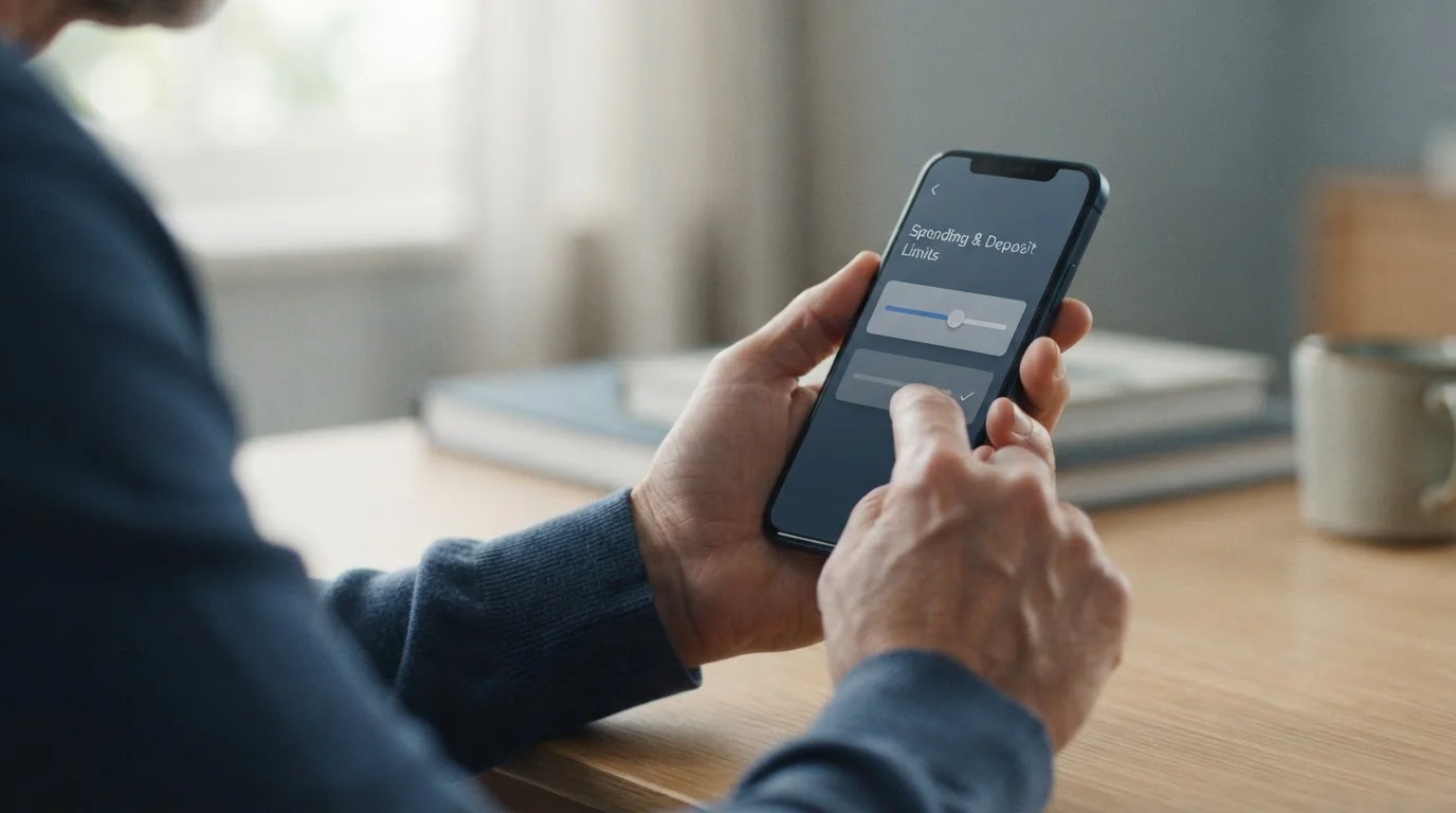 Digitales Interface zeigt Einzahlungslimits auf einem Smartphone