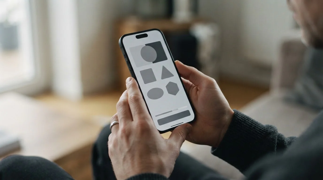 Smartphone mit abstrakten Zahlungsoptionen auf neutralem Hintergrund